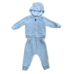 Carter’s Baby Boy Blue Teddy Bear Hoodie & Pants 2 Piece Terrycloth Size 9m